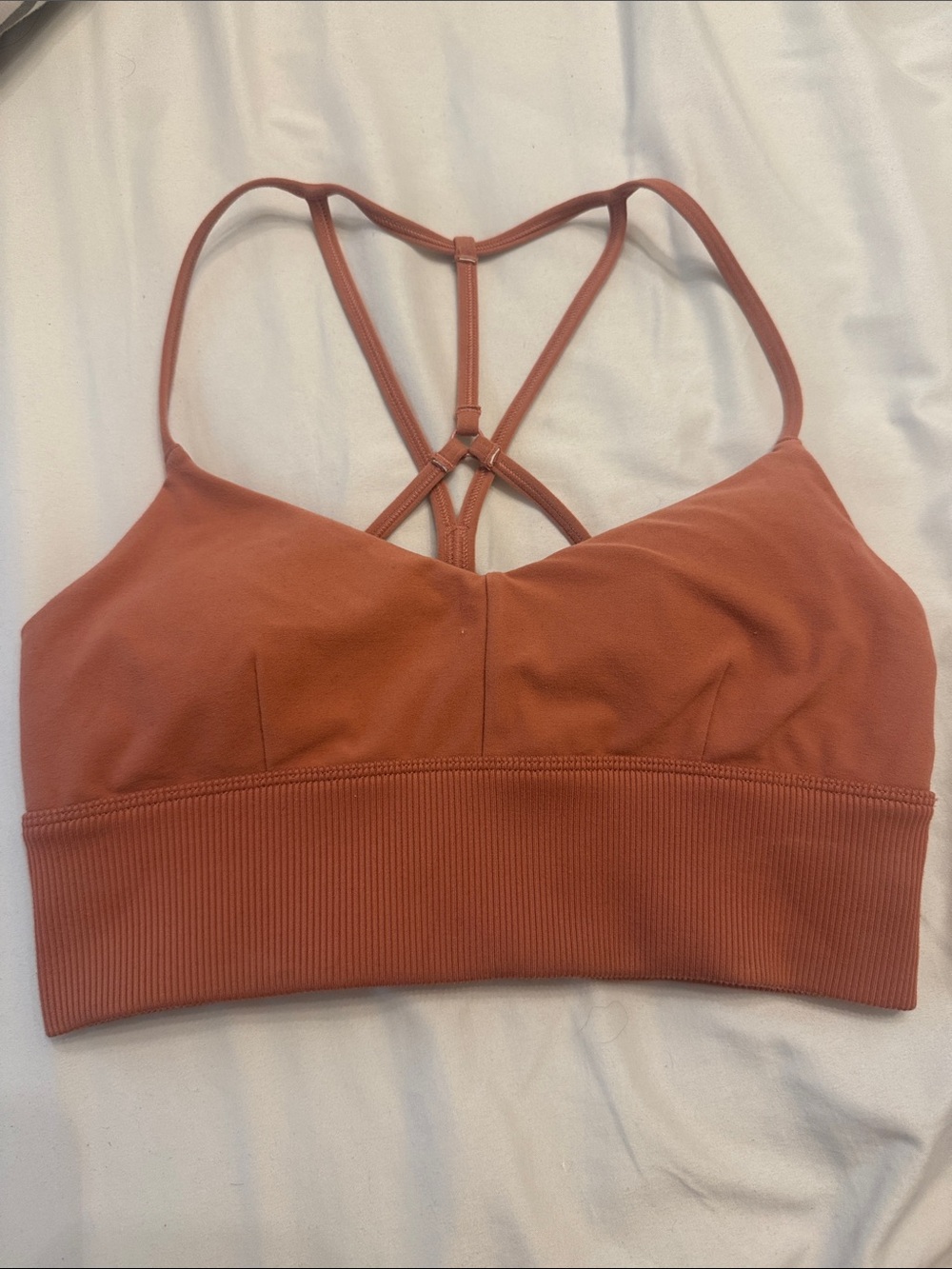 ALO Yoga Strappy Back Bralette in Rust